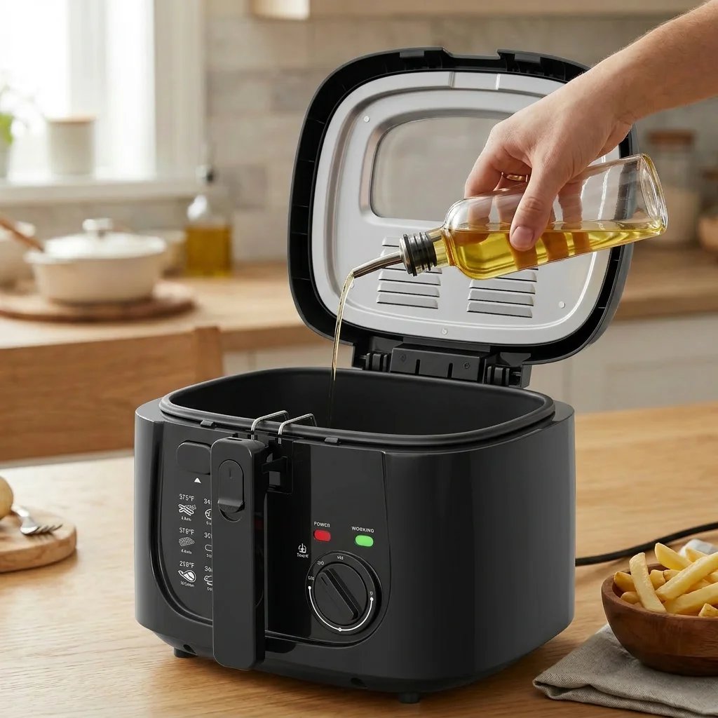 1500W Electric Deep Fryer with Adjustable Temperature Control