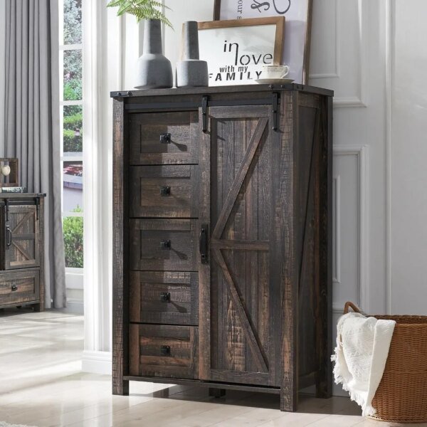 TimberNest Rustic Bedroom Dresser Cabinet