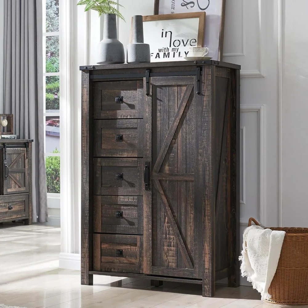 TimberNest Rustic Bedroom Dresser Cabinet
