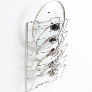 Stainless Steel Pot Lid Holder Rack – Kitchen Organizer Stand for Pan Covers & Dishes