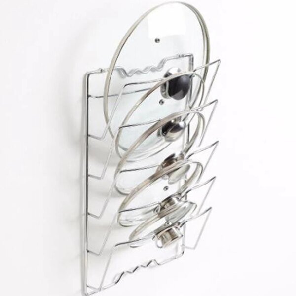 Stainless Steel Pot Lid Holder Rack – Kitchen Organizer Stand for Pan Covers & Dishes